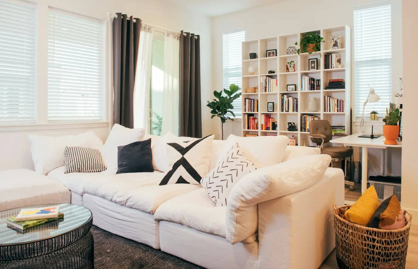 Low toy shelf in a living room
