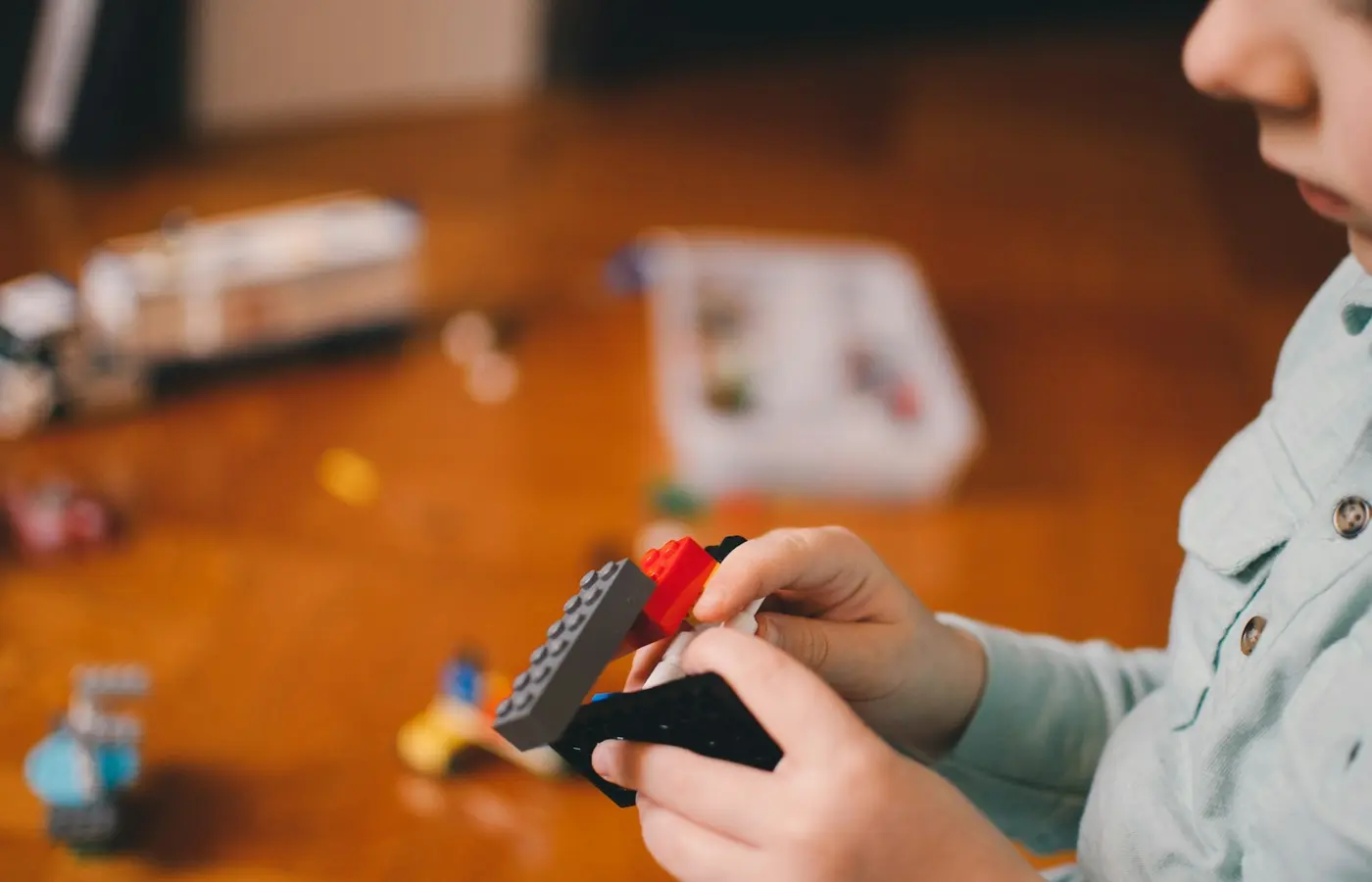 Child playing with connected toy